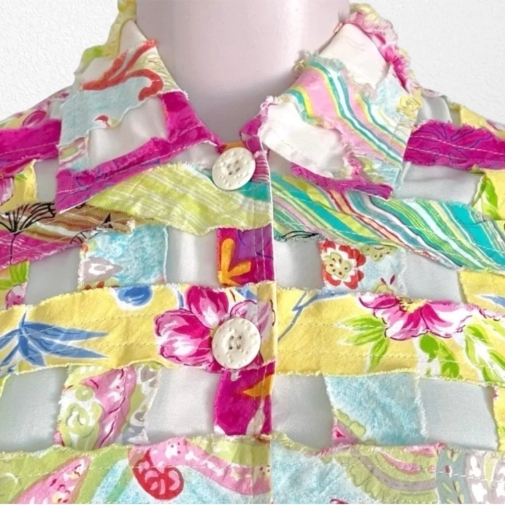 Vintage Quilt Coat Patchwork Cottagecore Bohemian Floral  Multicolor SZ SP